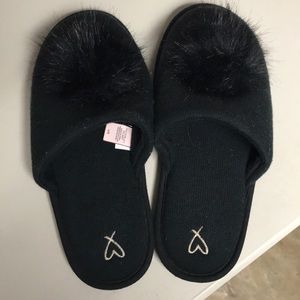 Victoria’s Secret Black Pom slippers